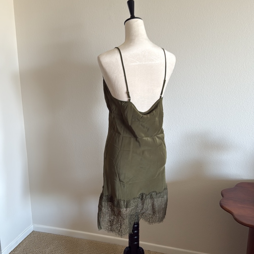 NWT Gold Hawk Olive Silk Lace Slip Dress - Picture 4 of 5